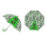 Safta | Paraguas Automático Minecraft, 48 cm, Infantil y Juvenil, Apertura Automática con Mango Curvo, Diseño Verde con Creeper y Estampado, Accesorio Escolar para Vuelta al Cole, Medidas 48,5 cm