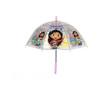 Safta | Paraguas Burbuja Automático Gabby’s Dollhouse, Infantil Transparente con Estampado Gabby y Amigos, Cúpula Antiviento, Mango Curvo Rosa, Apertura Automática, Vuelta al Cole, Medidas 48,5 cm