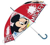 Safta | Paraguas Manual Infantil Disney Mickey Mouse Happy Smiles, 46 cm (18''), 80 cm Diámetro, 8 Paneles, Varilla Metal y Nervios Acero 8 mm, Asa PVC, Poliéster Resistente