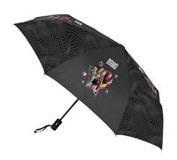 Safta | Paraguas Plegable Automático K-Pop Demon Hunters Energy, 58 cm, 23'' y 102 cm Diámetro, 8 Paneles, Varilla Metal y Nervios Acero 8 mm, Asa Engomada, Poliéster