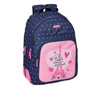 Safta PARIS - Mochila Escolar Infantil, Ideal para Niños de Diferentes Edades, Cómoda y Versátil, Calidad y Resistencia, 32x15x42 cm, Color Azul Marino/Rosa