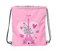 Safta PARIS - Mochila Saco Plano Grande, Mochila, Ideal para Niños de Diferentes Edades, Cómoda y Versátil, Calidad y Resistencia, 35x40 cm, Color Azul Marino/Rosa