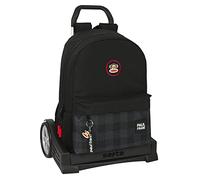 Safta PAUL FRANK Campers - Mochila Escolar 758, Espalda Ergonómica, con Carro Evolution, Ideal para Niños de Diferentes Edades, Cómoda y Versátil, Calidad y Resistencia, 30x14x46 cm, Color Negro