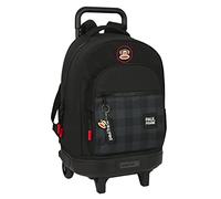 Safta PAUL FRANK Campers - Mochila Grande con Ruedas, Compacta, Extraíble, Ideal para Niños de Diferentes Edades, Cómoda y Versátil, Calidad y Resistencia, 33x22x45 cm, Color Negro