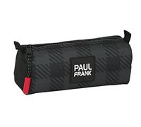 Safta PAUL FRANK Campers - Portatodo con cremallera y compartimiento, Estuche Infantil, Estuche Niño, Ideal para Niños de 5 a 14 Años, Cómodo y Versátil, Calidad y Resistencia, 21x7x8 cm, Color Negro