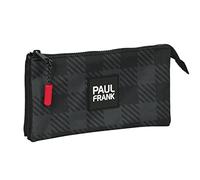 Safta Paul Frank Campers - Portatodo Triple, Estuche Infantil, Estuche Niño, Ideal para Niños de 5 a 14 Años, Cómodo y Versátil, Calidad y Resistencia, 22x3x12 cm, Color Negro