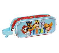 Safta Paw Patrol Funday - Portatodo Doble Niño, Estuche Infantil, Estuche Niño, Ideal para Niños de 5 a 14 Años, Cómodo y Versátil, Calidad y Resistencia, 21x6x8 cm, Color Rojo y Azul Claro