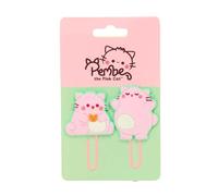 Safta Blíster con clips PEMBE THE PINK CAT – Ideal para niños en edad escolar, cómodo y resistente