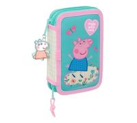 Safta Peppa Pig Pretty Flowers - Estuche Escolar Niño, Estuche con Colores, con 29 Útiles Incluidos, Ideal para Niños de 5 a 14 Años, Cómodo y Versátil, Calidad y Resistencia, 12.5x4x19.5 cm