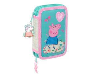 Safta Peppa Pig Pretty Flowers - Estuche Escolar Niño, Estuche con Colores, con 29 Útiles Incluidos, Ideal para Niños de 5 a 14 Años, Cómodo y Versátil, Calidad y Resistencia, 12.5x4x19.5 cm