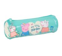 Safta Peppa Pig Pretty Flowers - Estuche Redondo Escolar, Estuche Infantil, Estuche Niño, Ideal para Niños de 5 a 14 Años, Cómodo y Versátil, Calidad y Resistencia, 20x7 cm