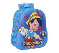 Safta PINOCCHIO - Mochila Escolar, con Diseño 3D, Adaptable a Carro, Ideal para Niños de Diferentes Edades, Cómoda y Versátil, Calidad y Resistencia, 27x10x33 cm, Color Azul