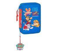 Safta | Plumier Doble Pequeño Paw Patrol Cool 29 Piezas, Estuche Escolar Infantil con 2 Compartimentos y Cremallera, Incluye Lápiz, Bolígrafos, Sacapuntas, Medidas 12,5x4x19,5 cm