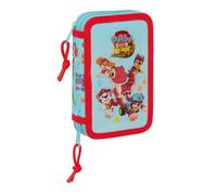 Safta | Plumier Doble Pequeño Paw Patrol Dino Rescue 29 Piezas, Portatodo Escolar Infantil con 2 Compartimentos y Cremallera, Incluye Lápiz, Medidas 12,5x4x19,5 cm, Estuche Escolar 2 Compartimentos