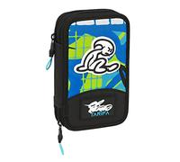 EL NIÑO Green Bali - Estuche Escolar Niño, Estuche con Colores, con 28 Útiles Incluidos, Ideal para Niños de 5 a 14 Años, Cómodo y Versátil, Calidad y Resistencia, 12.5x4x19.5 cm, Color Negro