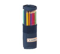 Safta | Plumier Enrollable El Ganso Eclipse 27 Piezas, Portatodo Escolar Organizador con Lápices y Rotuladores, Bolsillo Interior con Cremallera, Cierre Velcro, Medidas 7x7x20 cm, Estuche Escolar