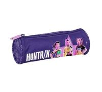 Safta | Plumier Redondo Escolar Portatodo K-Pop Demon Hunters 20x7 cm | Tejido poliéster con costuras rematadas, estuche para el colegio, licencia oficial K-Pop Demon Hunters Fighters