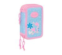 Safta | Plumier Triple Blackfit8 Smile 37 Piezas, Estuche Escolar Organizador con 3 Compartimentos y Cremallera, Incluye 16 Lápices, 14 Rotuladores, Regla y Semicírculo, Medidas 12,5x5,5x19,5 cm