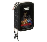 Safta | Plumier Triple Masters of The Universe 37 Piezas, Estuche Escolar Organizador con 3 Compartimentos y Cremallera, Incluye Rotuladores, 16 Lápices, Regla y Semicírculo, Medidas 12,5x5,5x19,5 cm