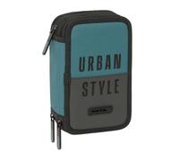 Safta | Plumier Triple Urban Style 37 Piezas, Portatodo Escolar Organizador con 3 Compartimentos y Cremallera, Incluye Rotuladores, Medidas 12,5x5,5x19,5 cm, Estuche Escolar 3 Compartimentos