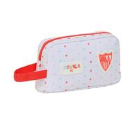 Safta | Portadesayunos Térmico Sevilla FC Preescolar, Bolsa Almuerzo Infantil con Interior Forrado de Aluminio Frío-Calor, Compartimento con Cremallera y Asa Lateral, Medidas 21,5x6,5x12 cm