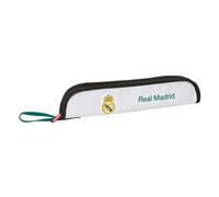 Safta | Portaflautas Real Madrid Equipación 26/27, Tubo Escolar Acolchado con Alojamiento para Varilla de Limpieza, Asa Lateral, Ribete Reforzado Resistente, Estuche Escolar, Medidas 37x2x8 cm