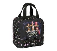 Safta | Portameriendas Infantil K-Pop Demon Hunters Sound con Doble Compartimento (Superior + Base), Doble Asa de Mano, Cremallera con Doble Cursor, Medidas 20x15x20 cm