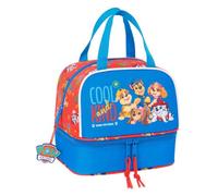 Safta | Portameriendas Infantil Paw Patrol Cool con Doble Compartimento (Superior + Base), Asa de Mano Doble, Cremallera con Doble Cursor, Tarjeta Identificación, Vuelta al Cole, Medidas 20x15x20 cm