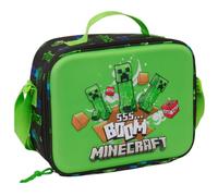 Safta | Portameriendas Nevera 3D Minecraft, Bolsa Térmica Infantil con Interior Forrado de Aluminio Frío-Calor, Compartimento con Cremallera y Doble Tirador, Medidas 25x9x19,5 cm