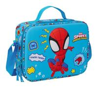 Safta | Portameriendas Nevera Infantil Spidey 3D Termoconformado, Interior Forrado de Aluminio Frío-Calor, Compartimento con Cremallera y Doble Tirador, Medidas 25x9x19,5 cm
