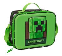 Safta | Portameriendas Nevera Minecraft 3D, Bolsa Térmica Infantil con Interior Forrado de Aluminio Frío-Calor, Compartimento con Cremallera y Doble Tirador, Medidas 25x9x19,5 cm