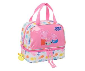 Safta | Portameriendas Térmico Peppa Pig Baby Pig con Compartimento Inferior Termo, Cremallera con Doble Cursor, Doble Asa de Mano y Tarjeta Identificación, Medidas 20x15x20 cm