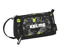 Safta Portatodo Kelme Jungle – Estuche 20x8,5x11 cm, bolsillo desplegable, negro/lima/gris