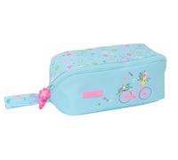SAFTA - Portatodo Cuadrado Grande, Estuche Infantil, Estuche Niño, Ideal para Niños en Edad Escolar, Cómodo y Versátil, Calidad y Resistencia, 20x10x10 cm, Color Azul