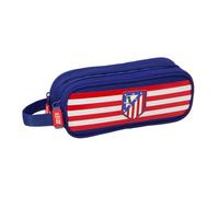 Safta | Portatodo Doble Atlético de Madrid, Portatodo Escolar Infantil y Juvenil con 2 Compartimentos Separados y Cremalleras, Asa Lateral de Mano, Estuche Escolar, Medidas 21x6x8 cm