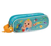 Safta COCOMELON Back to Class - Portatodo Doble Fácil Limpieza, Estuche Infantil, Estuche Niño, Ideal para Niños de 5 a 14 Años, Cómodo y Versátil, Calidad y Resistencia, 21x6x8 cm, Color Azul claro