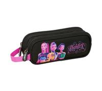 K-POP Demon Hunters - NEGRA - Portatodo Doble Niño, Estuche Infantil, Estuche Niño, Ideal para Niños en Edad Escolar, Cómodo y Versátil, Calidad y Resistencia, 21x6x8 cm