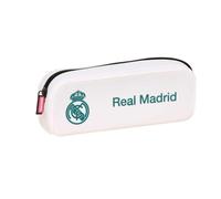 Safta | Portatodo Rectangular Real Madrid Equipación 26/27, Silicona Fácil Limpieza, Compartimento con Cremallera, Estuche Silicona, Medidas 18.5x5.5x7.5 cm