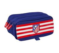Safta | Portatodo Triple Atlético de Madrid Big, Organizador Escolar con 3 Compartimentos y Cremalleras, Bolsillo Frontal, Estuche Escolar, Medidas 21.5x8x10 cm