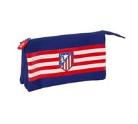 Safta | Portatodo Triple Atlético de Madrid, Estuche Escolar Juvenil con 3 Compartimentos Separados y Cremallera, Bolsillo Interior Central con Cremallera, Niño y Niña, Medidas 22x3x12 cm