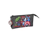 SAFTA Avengers Vendetta - Portatodo Triple, Estuche Infantil, Estuche Niño, Ideal para Niños en Edad Escolar, Cómodo y Versátil, Calidad y Resistencia, 22x3x12 cm