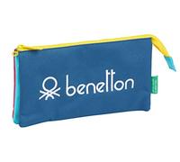 Safta Portatodo Triple de Benetton Colorine, 220x30x120mm, amarillo/azul/rosa/turquesa, m
