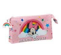 safta Portatodo Triple de Minnie Mouse Rainbow, 220x30x120m, rosa claro