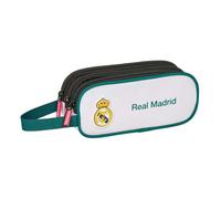 Safta | Portatodo Triple Real Madrid Equipación 26/27, Portatodo Escolar con 3 Compartimentos Separados y Cremalleras, Asa Lateral de Mano, Estuche Escolar, Medidas 21x7x8.5 cm