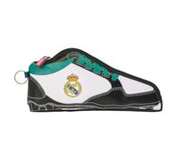 Safta | Portatodo Zapatilla Real Madrid Equipación 26/27, Estuche Escolar Juvenil 1 Compartimento con Cremallera, Anilla Metálica para Colgar en Mochila Escolar, Niño y Niña, Medidas 24x2x10 cm
