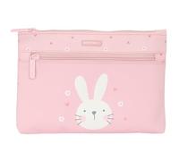 Safta Estuche escolar Preescolar Bunny Grande doble cremallera fácil limpieza 23x3x16 cm Rosa