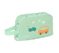 Safta PREESCOLAR COCHES - Porta Desayunos Termo, Tejido Reciclable, Portatodo, Calidad y Máxima Resistencia, Porta Comida, Recreo, 21.5x6.5x12 cm, Color Verde Agua
