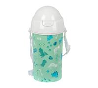Safta PREESCOLAR DINO - Botella de Apertura Automática, con Pajita, Botella de Agua, Sin BPA, con Bandolera, Cómoda y Ligera, 500 ml, 7.3x19.5 cm