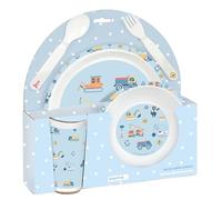 SAFTA PREESCOLAR GRUAS - Set de Platos y Cubiertos, Pack, Plato, Cubierto, Bebé, Iniciación, Comida, Cómodo y Versátil, 26x9x26 cm