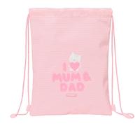 Safta Preescolar Love - Mochila Saco Plano Junior, Fácil Limpieza, Mochila, Ideal para Niños de Diferentes Edades, Cómoda y Versátil, Calidad y Resistencia, 26x1x34 cm, Color Rosa